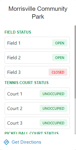 Morrisville Community Park Status